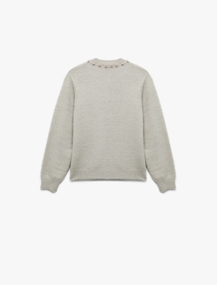 Kız Çocuk Uzun Kollu Düğme Detaylı Bisiklet Yaka Triko Hırka