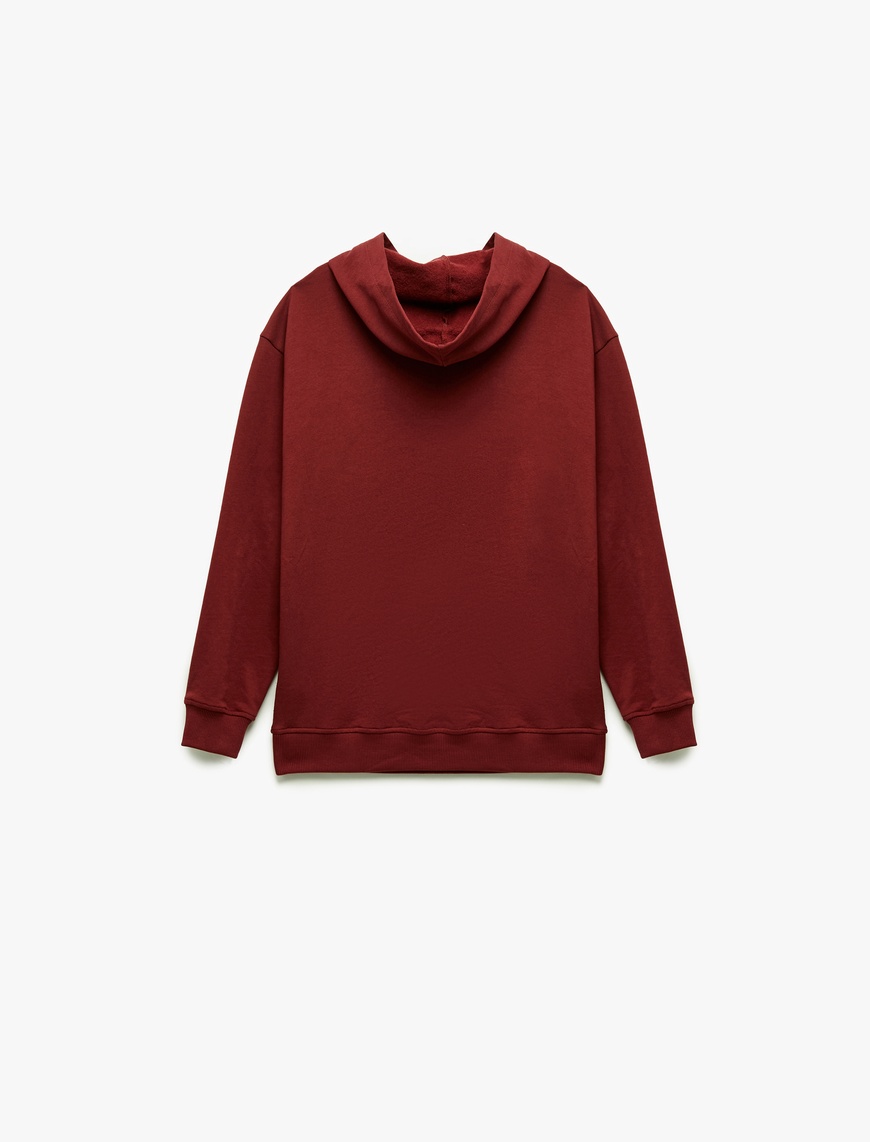  Erkek Çocuk Şardonlu Kapşonlu Uzun Kollu Baskılı Pamuklu Oversize Sweatshirt