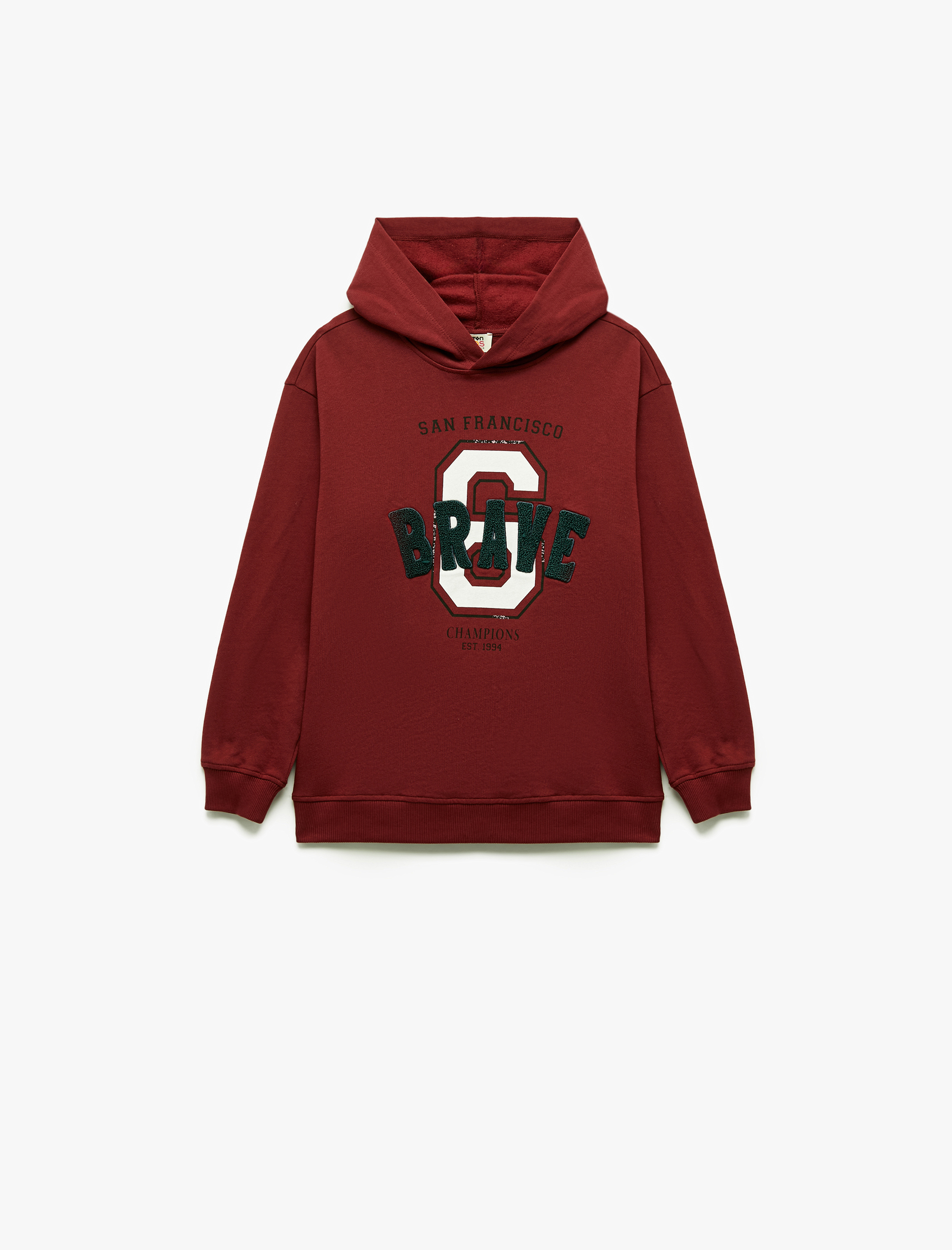  Erkek Çocuk Şardonlu Kapşonlu Uzun Kollu Baskılı Pamuklu Oversize Sweatshirt