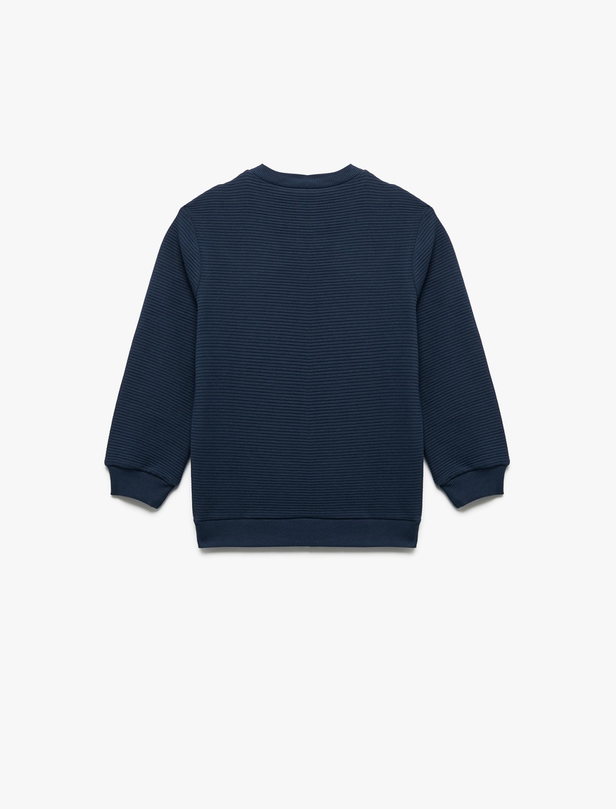 Erkek Çocuk Pamuklu Uzun Kollu Bisiklet Yaka Basic Okul Sweatshirt