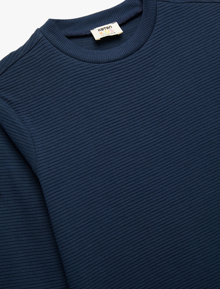  Erkek Çocuk Pamuklu Uzun Kollu Bisiklet Yaka Basic Okul Sweatshirt