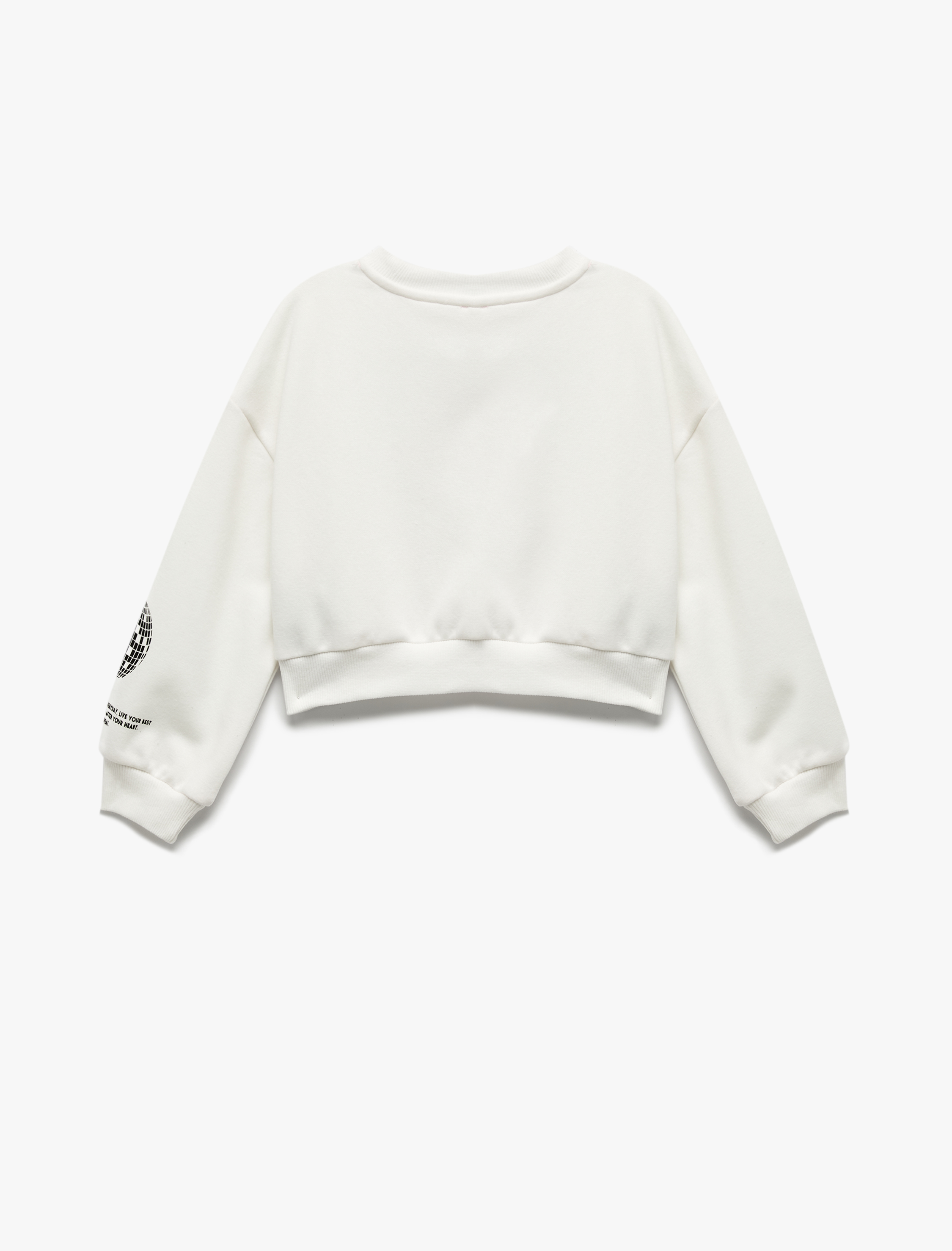  Kız Çocuk Şardonlu Uzun Kollu Bisiklet Yaka Baskılı Sweatshirt