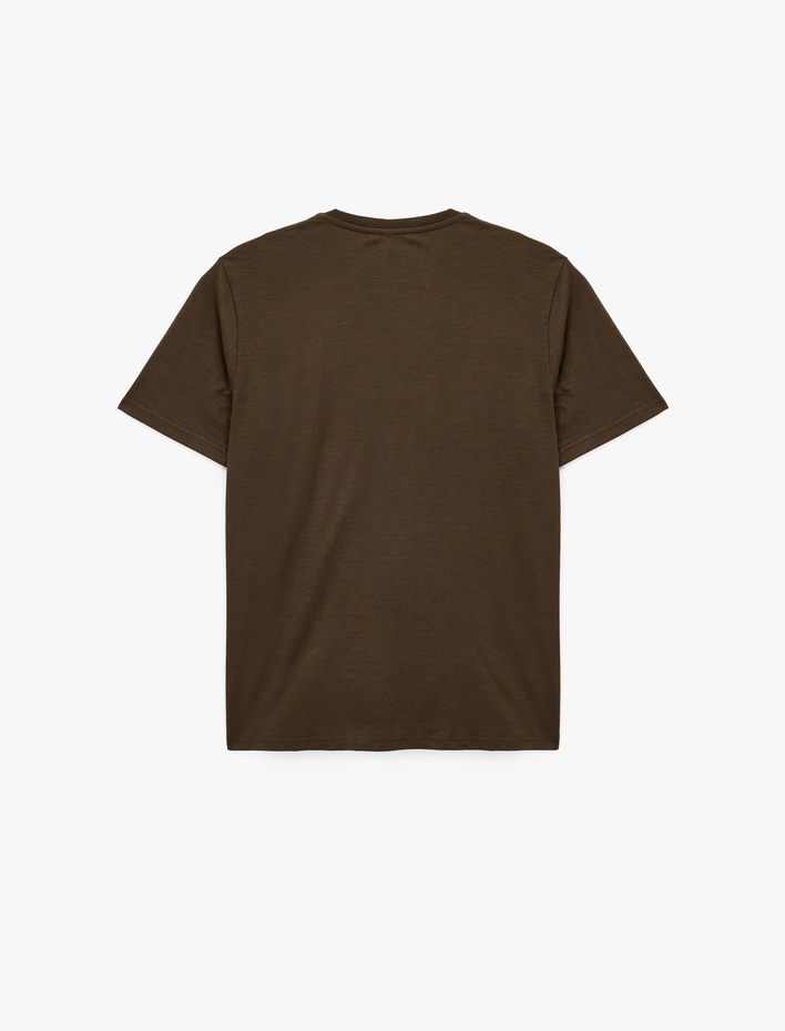  Kısa Kollu Regular Fit Pamuklu Bisiklet Yaka Baskılı Tişört