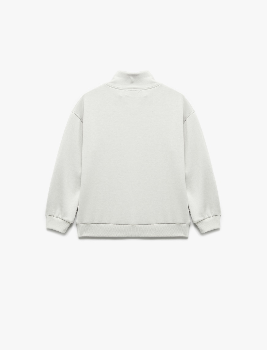  Erkek Çocuk Yarım Fermuarlı Kanguru Cepli Uzun Kollu Dik Yaka Oversize Sweatshirt