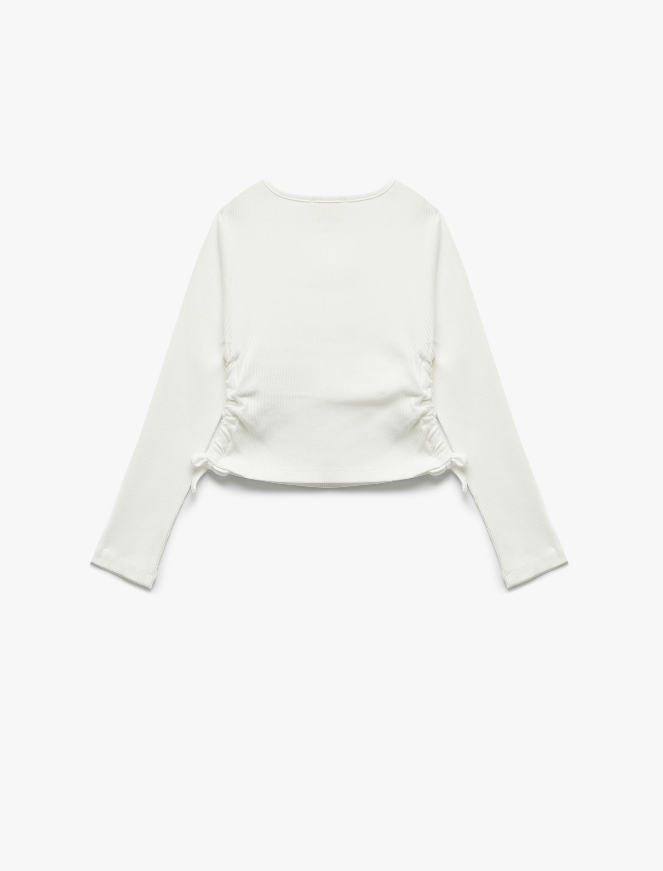  Kız Çocuk Pamuklu Uzun Kollu Bisiklet Yaka Kaşkorse Crop Tişört