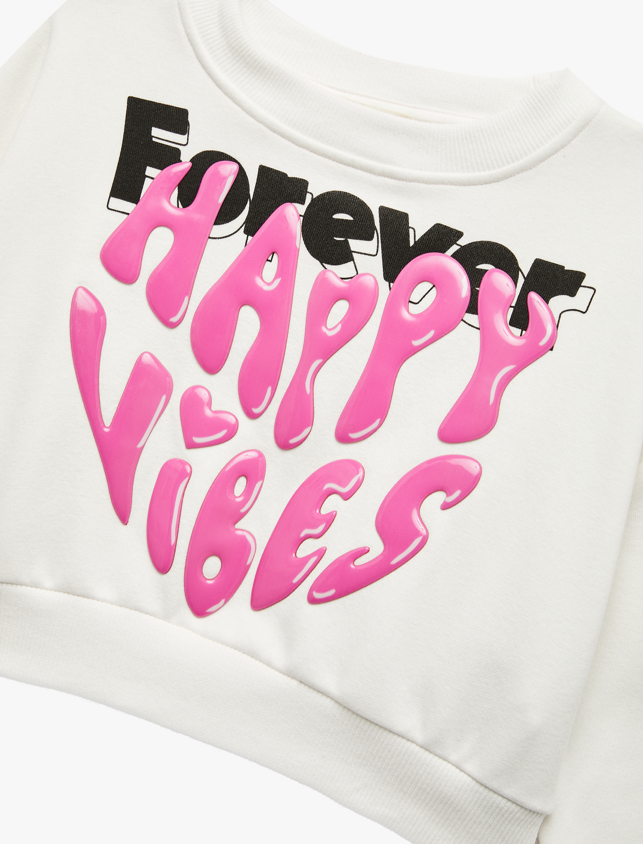  Kız Çocuk Şardonlu Uzun Kollu Bisiklet Yaka Baskılı Sweatshirt