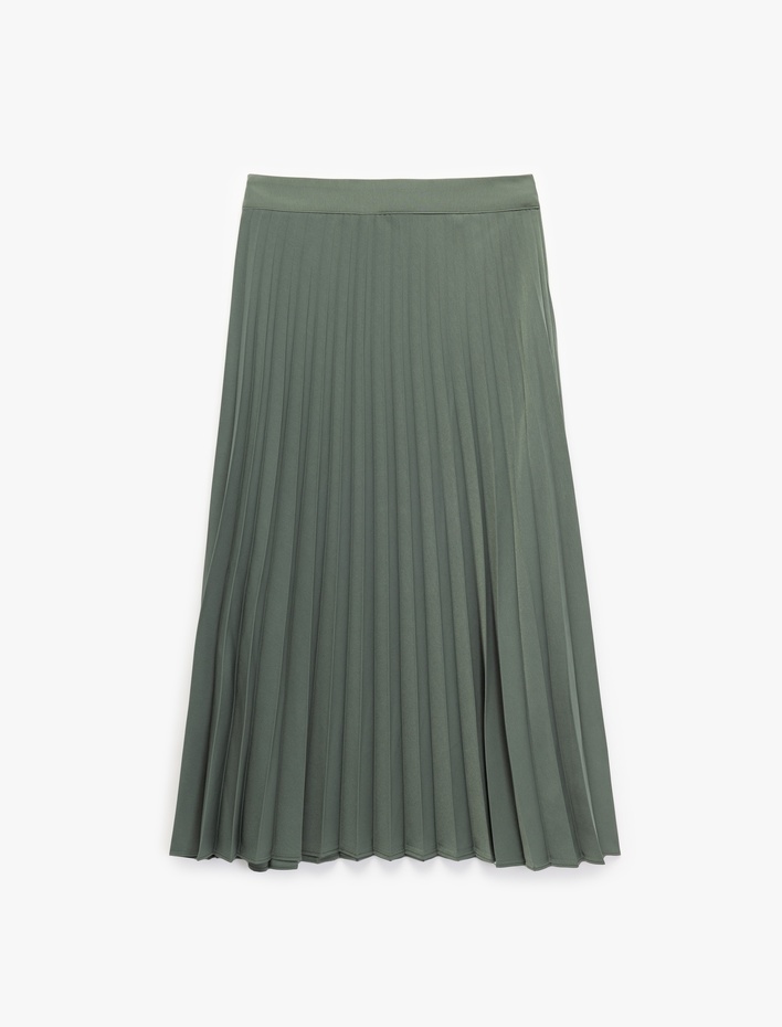  Midi Pileli Saten Etek