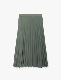 Midi Pileli Saten Etek