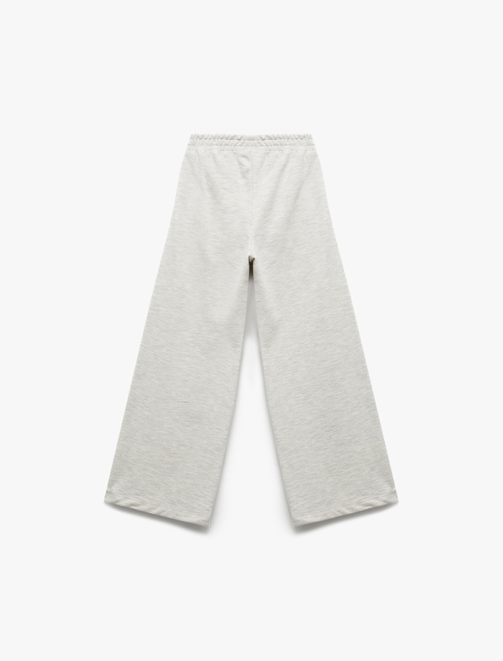 Kız Çocuk Şardonlu Biyeli Geniş Paça Eşofman Altı