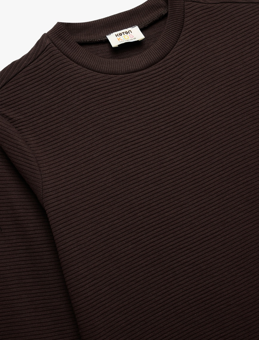  Erkek Çocuk Pamuklu Uzun Kollu Bisiklet Yaka Basic Okul Sweatshirt