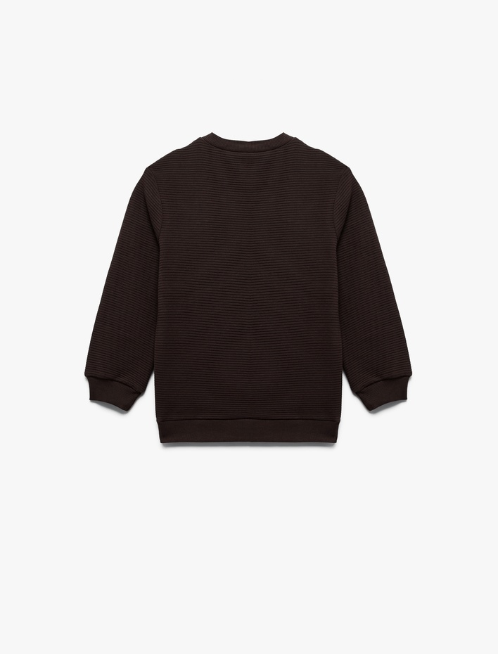 Erkek Çocuk Pamuklu Uzun Kollu Bisiklet Yaka Basic Okul Sweatshirt