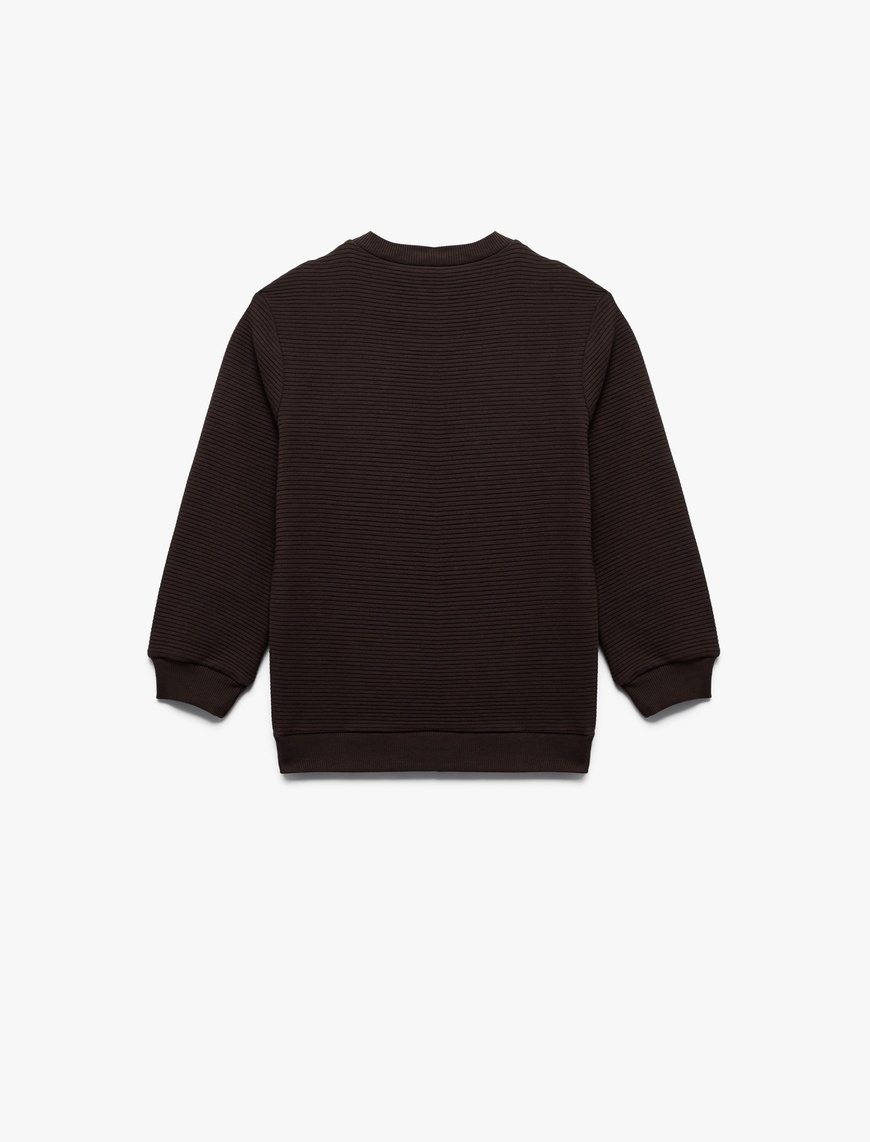  Erkek Çocuk Pamuklu Uzun Kollu Bisiklet Yaka Basic Okul Sweatshirt