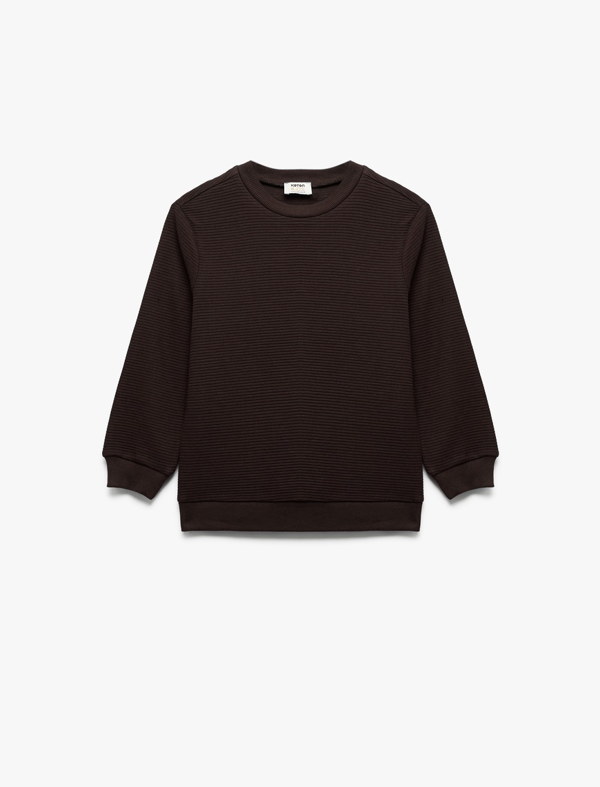  Erkek Çocuk Pamuklu Uzun Kollu Bisiklet Yaka Basic Okul Sweatshirt