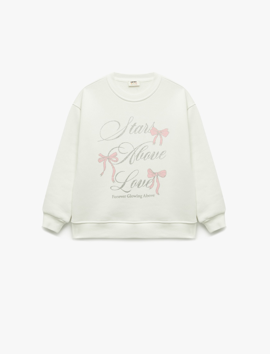  Kız Çocuk Şardonlu Uzun Kollu Bisiklet Yaka Sweatshirt