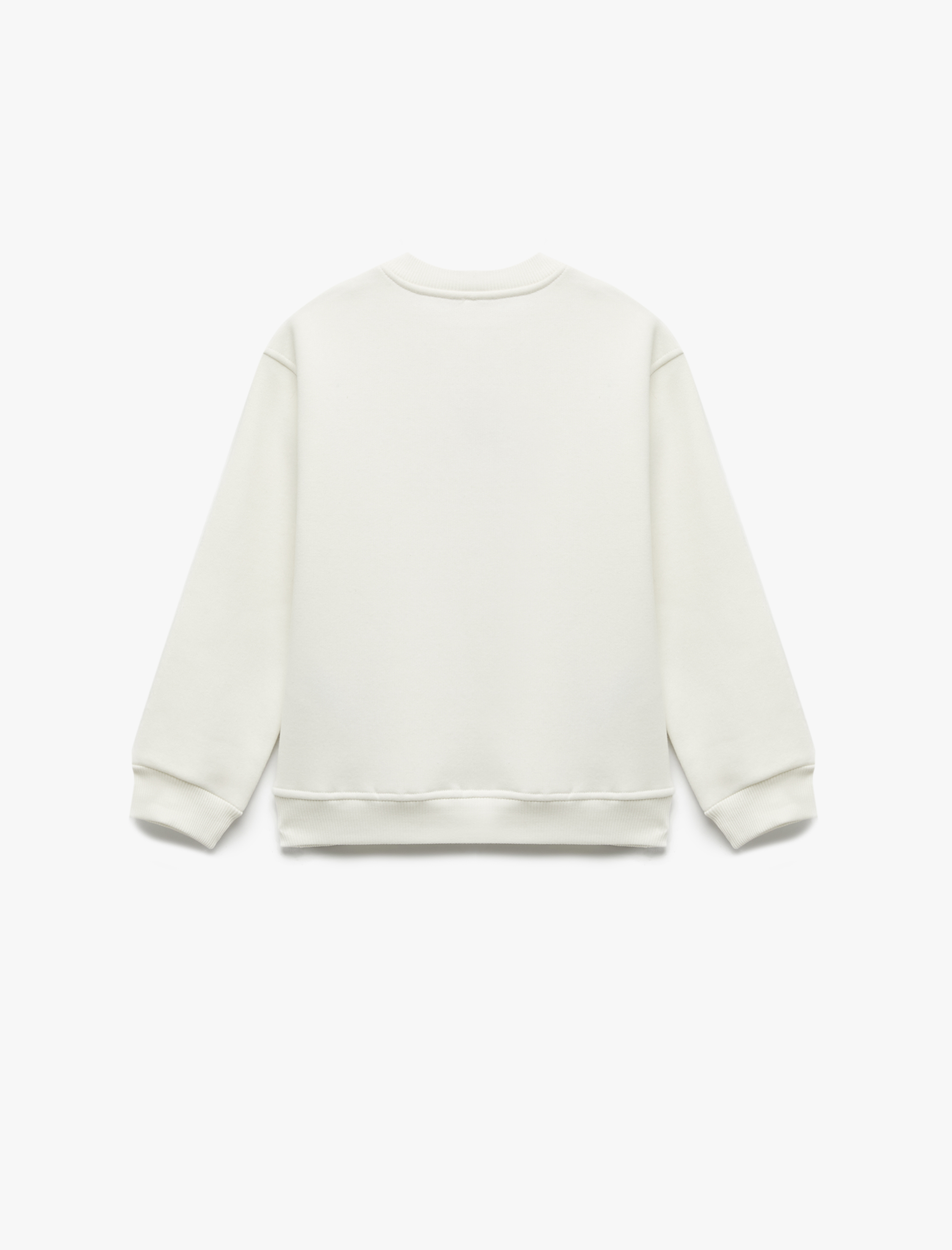  Kız Çocuk Geyik Nakış Detaylı Uzun Kollu Bisiklet Yaka Şardonlu Sweatshirt