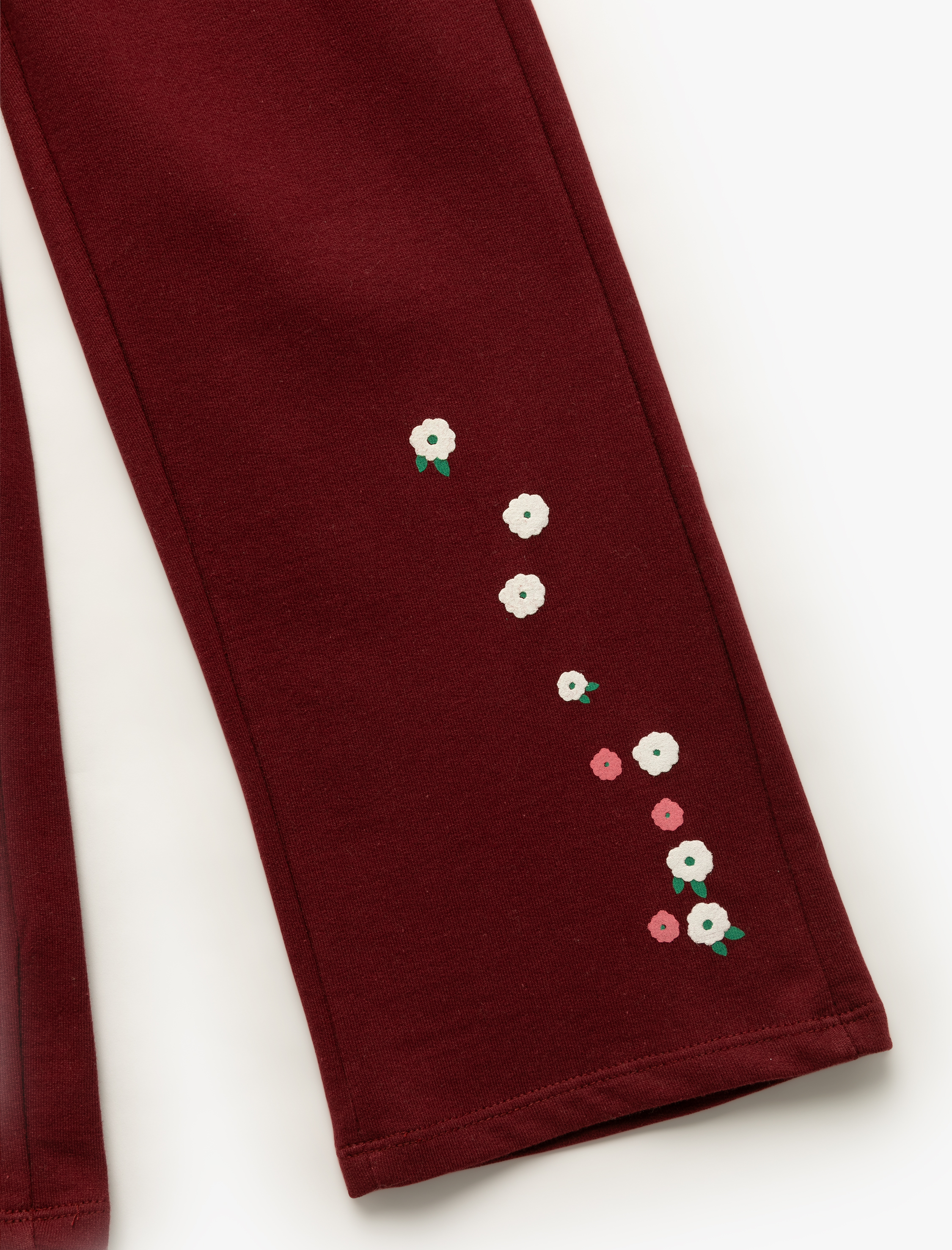  Kız Bebek Şardonlu Çiçek Baskılı Pamuklu Geniş Paça Eşofman Altı