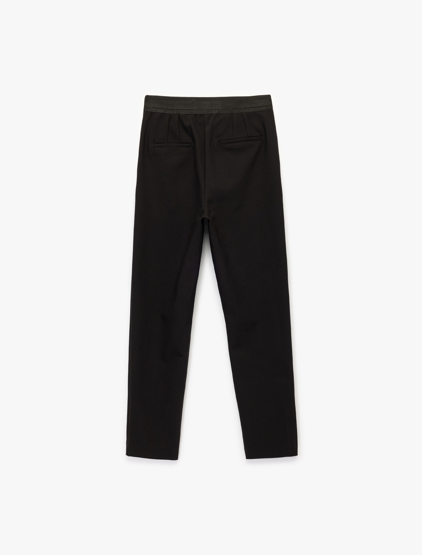   Slim Fit Cepli Yüksek Bel Cigarette Kumaş Pantolon