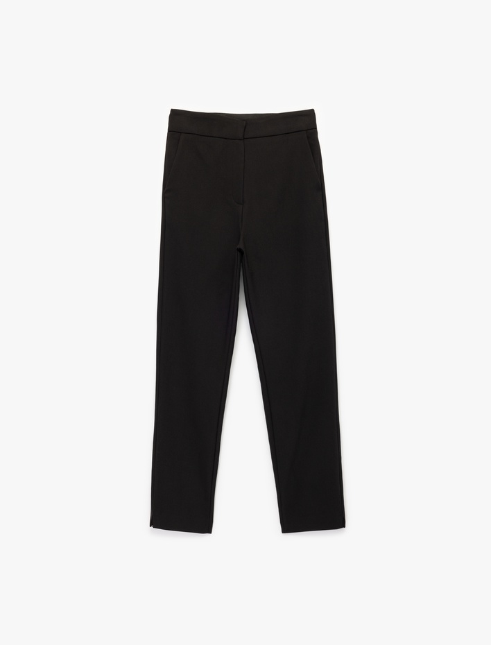 Slim Fit Cepli Yüksek Bel Cigarette Kumaş Pantolon