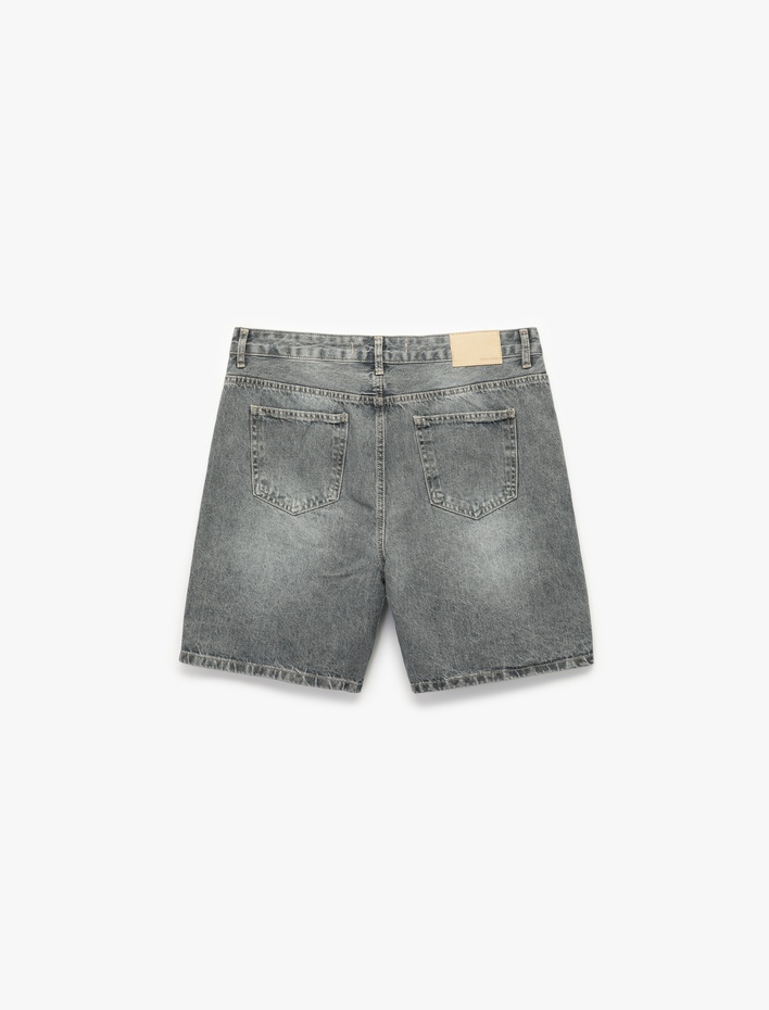  Pamuklu Normal Bel Rahat Kesim Jean Şort