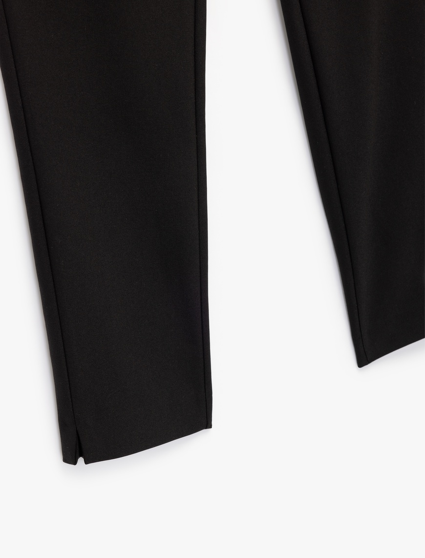   Slim Fit Cepli Yüksek Bel Cigarette Kumaş Pantolon