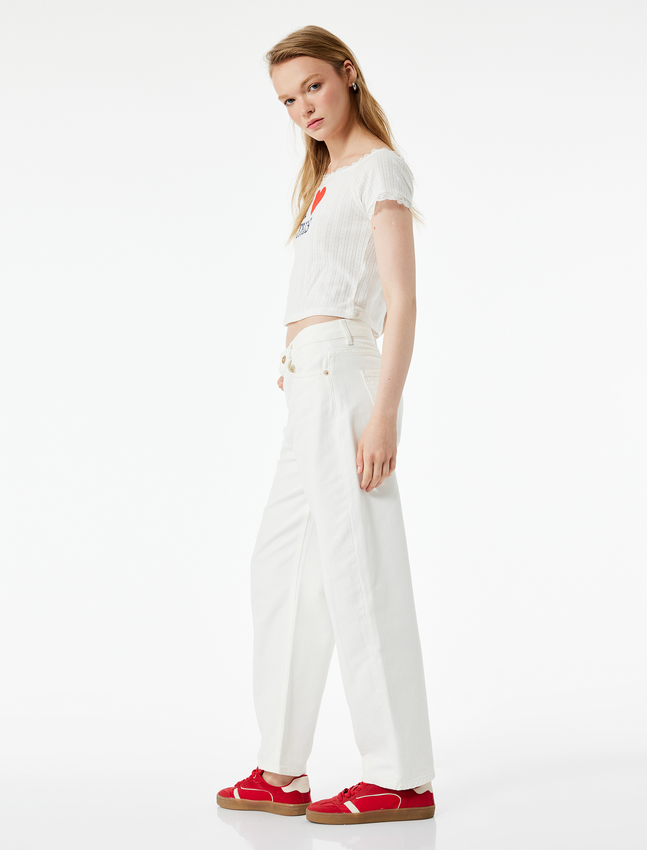 Pamuklu Cep Detaylı Rahat Kesim Barrel Fit Jean Pantolon