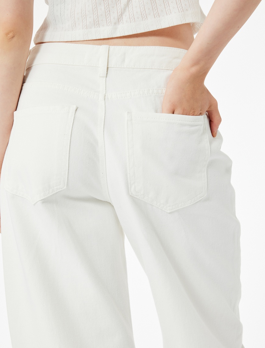   Pamuklu Cep Detaylı Rahat Kesim Barrel Fit Jean Pantolon