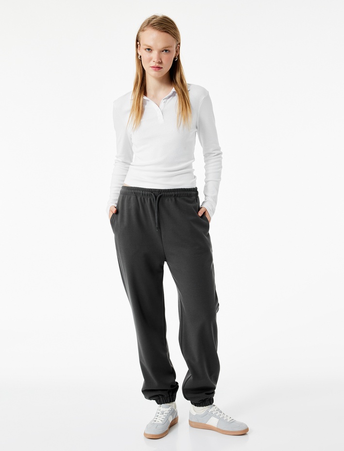  Beli Bağcıklı Cep Detaylı Jogger Eşofman Altı