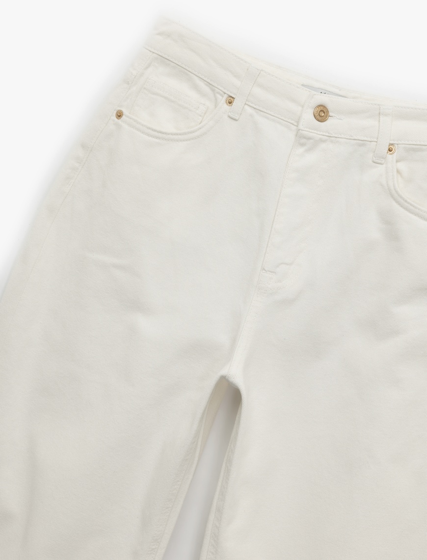   Pamuklu Cep Detaylı Rahat Kesim Barrel Fit Jean Pantolon