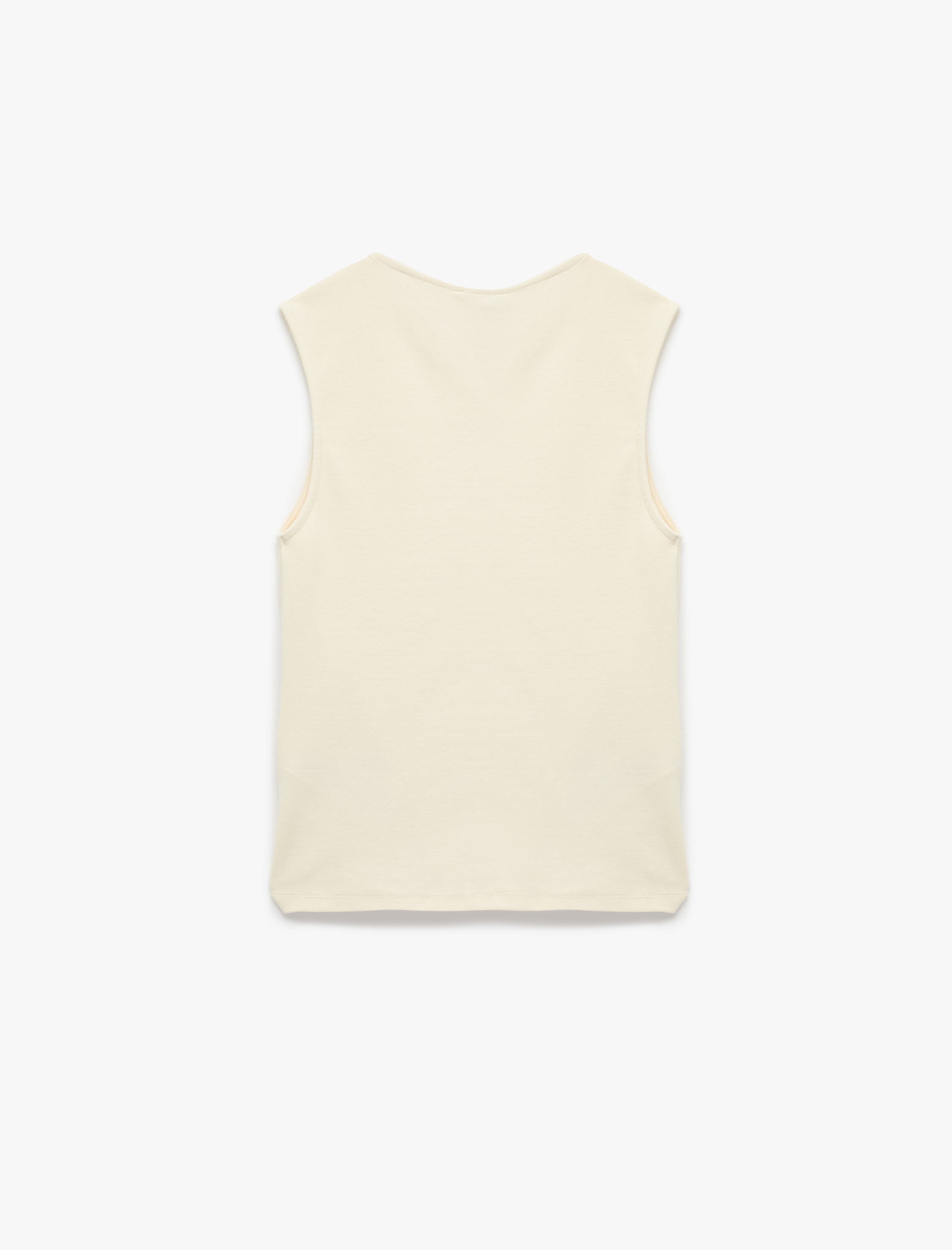   Bisiklet Yaka Pamuklu Kolsuz Bluz