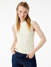 Bisiklet Yaka Pamuklu Kolsuz Bluz