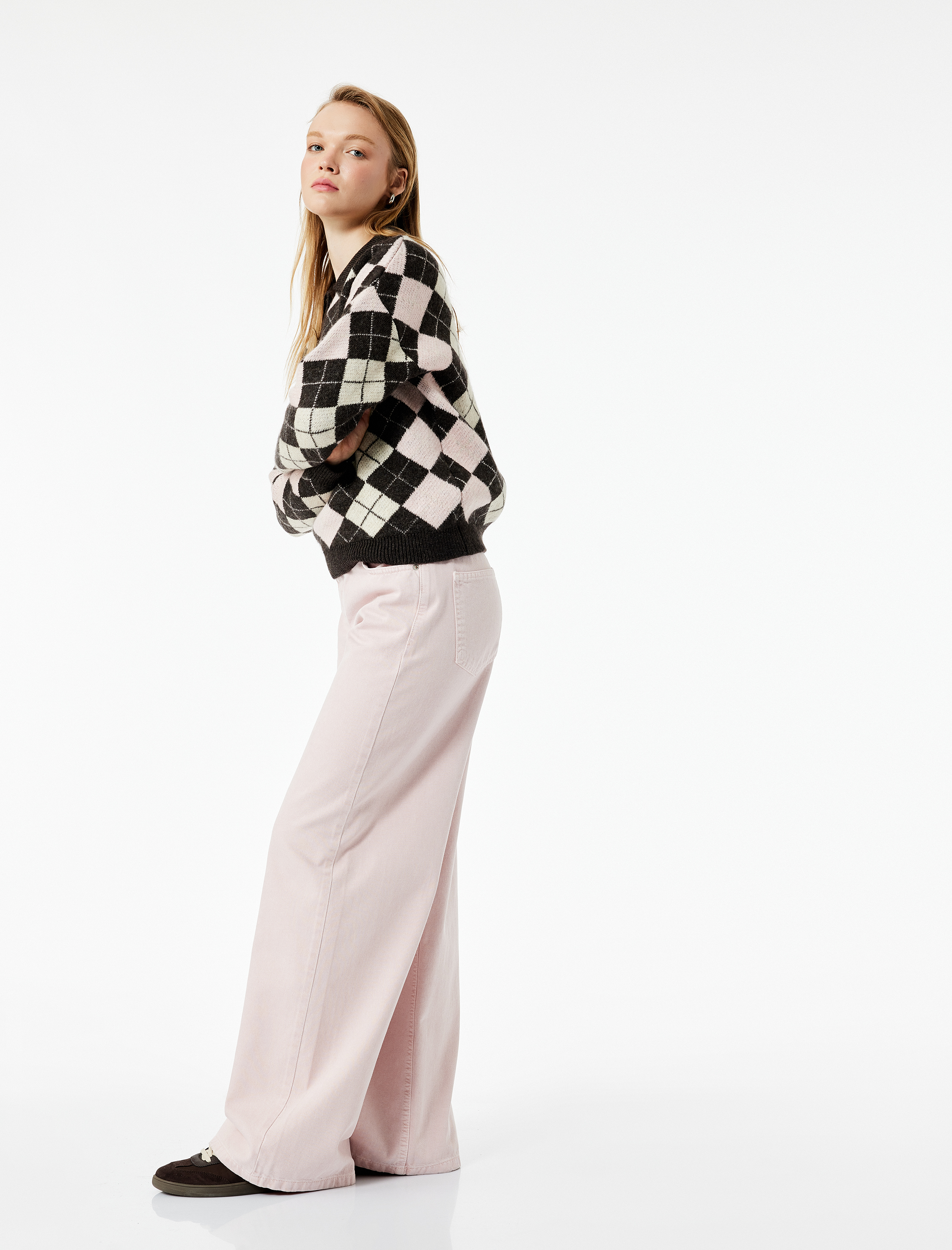   Pamuklu Bol Kesim Geniş Paça Jean Pantolon - Loose Straight Fit Jean