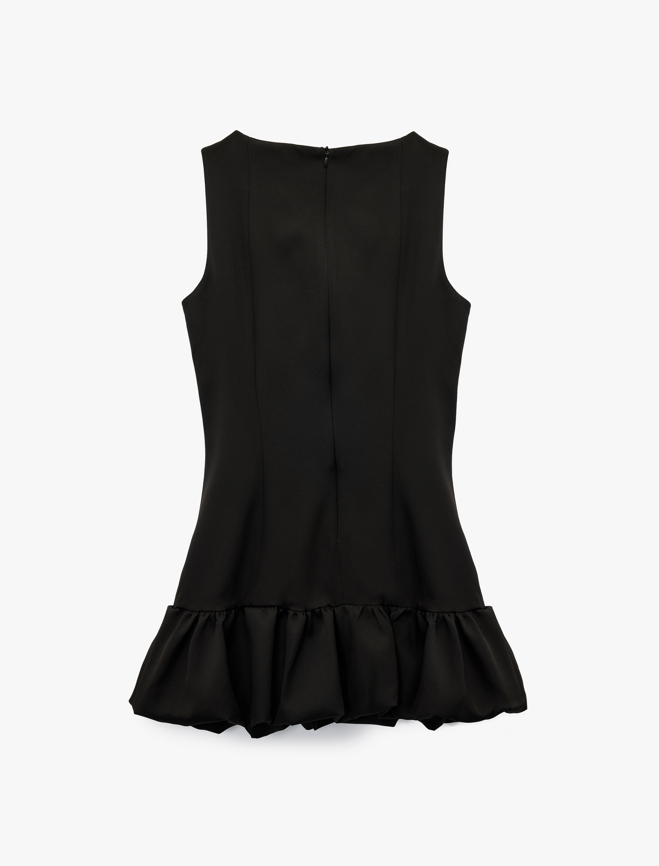   Kolsuz Bisiklet Yaka Balon Kesim Mini Elbise