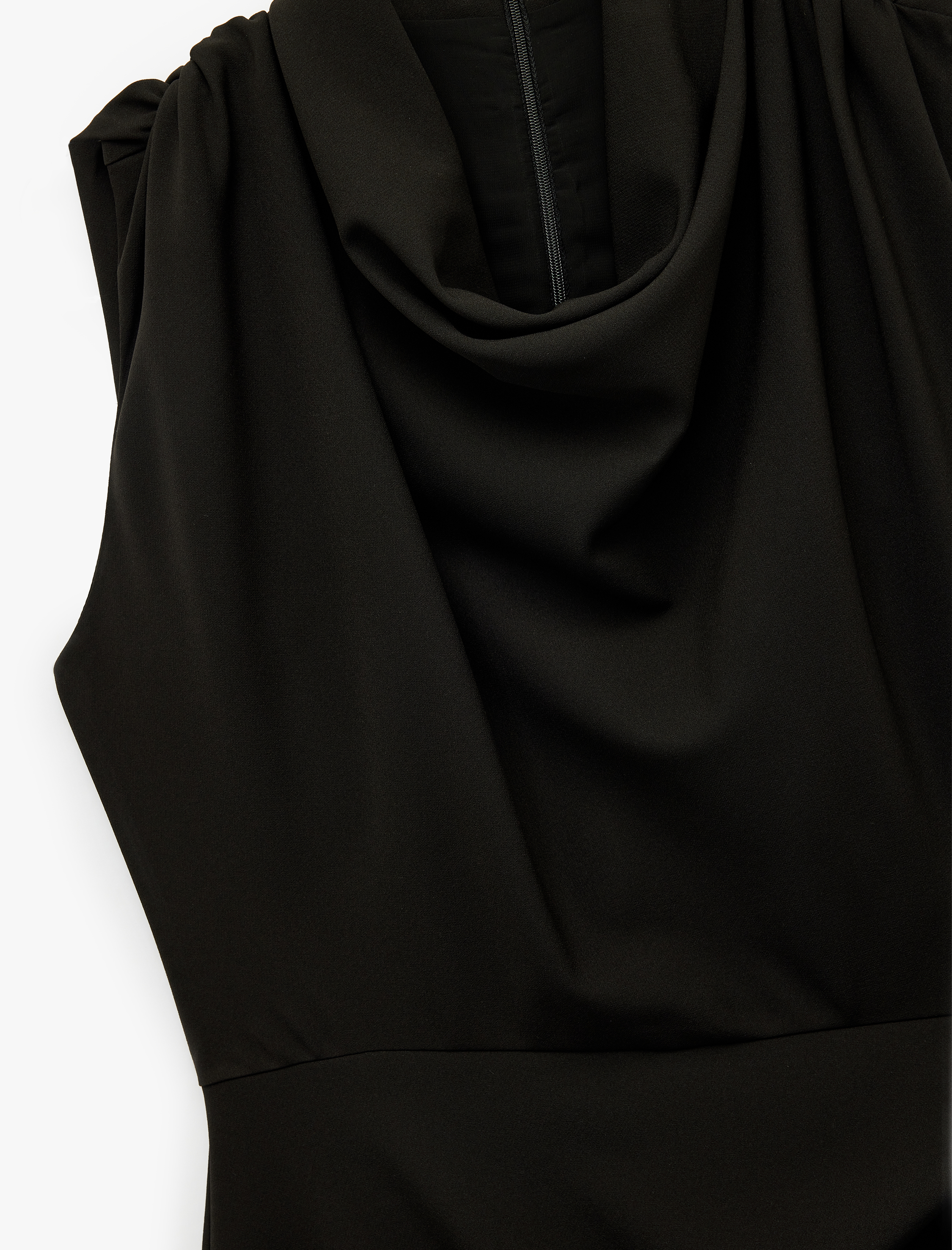   Drapeli Kolsuz Degaje Yaka Mini Elbise