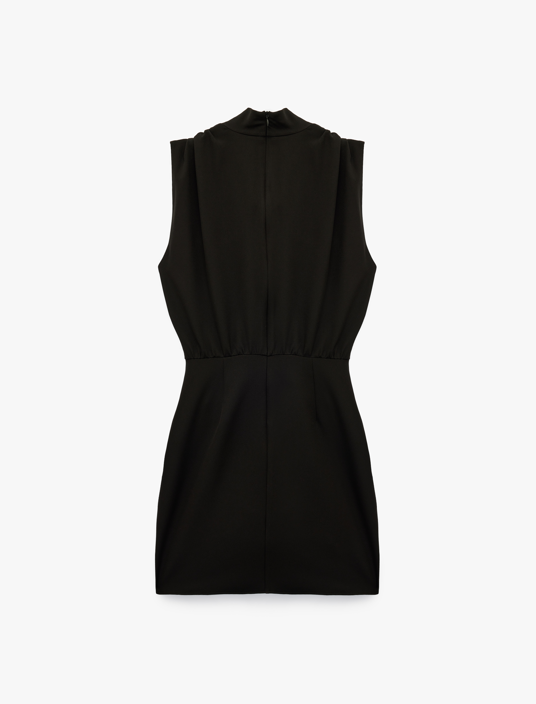   Drapeli Kolsuz Degaje Yaka Mini Elbise