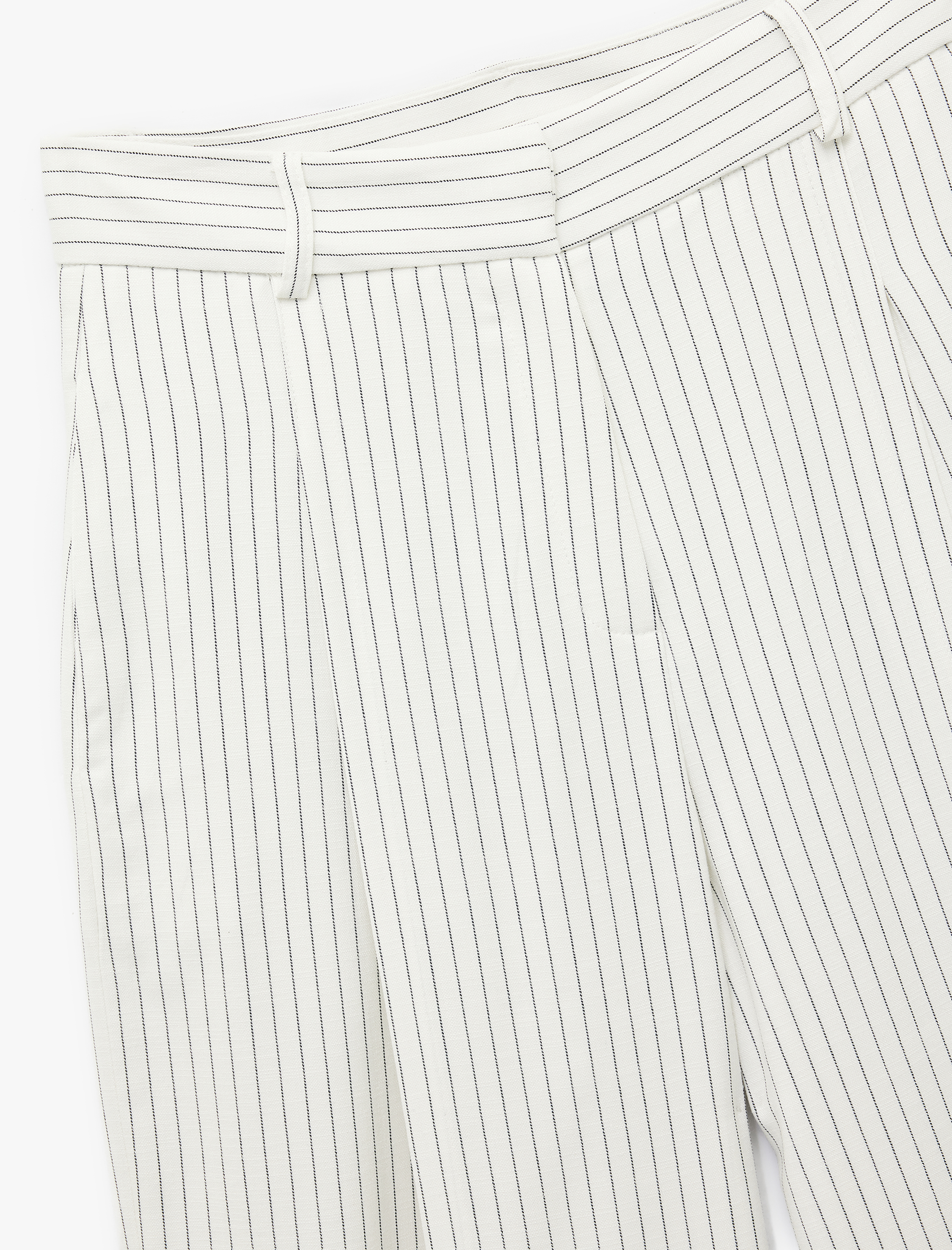   Cepli Pile Detaylı Çizgili Yüksek Bel Palazzo Pantolon