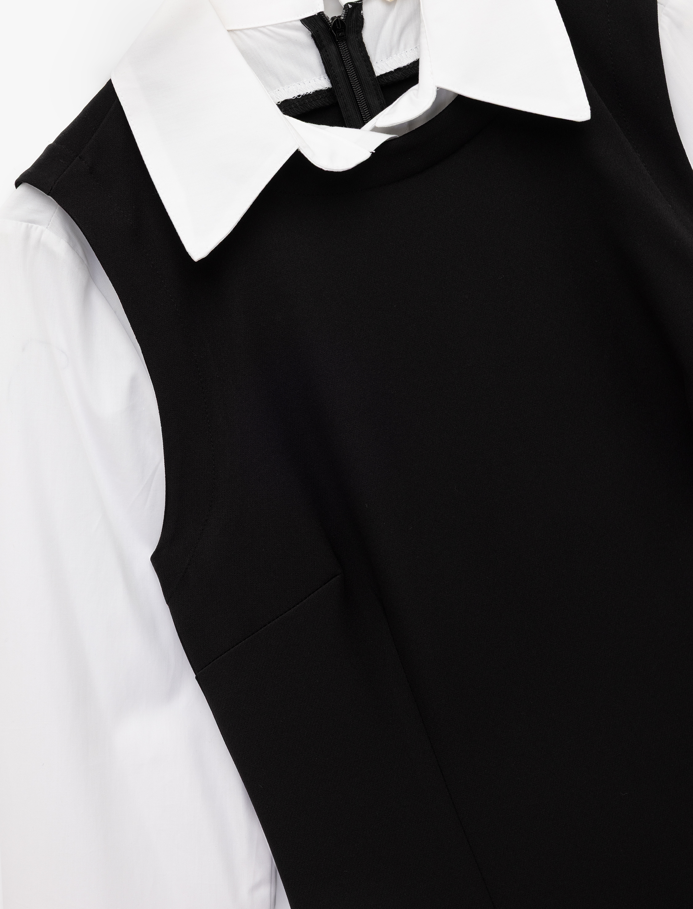   Slim Fit Kontrast Detaylı Uzun Kollu Gömlek Yaka Jile Elbise