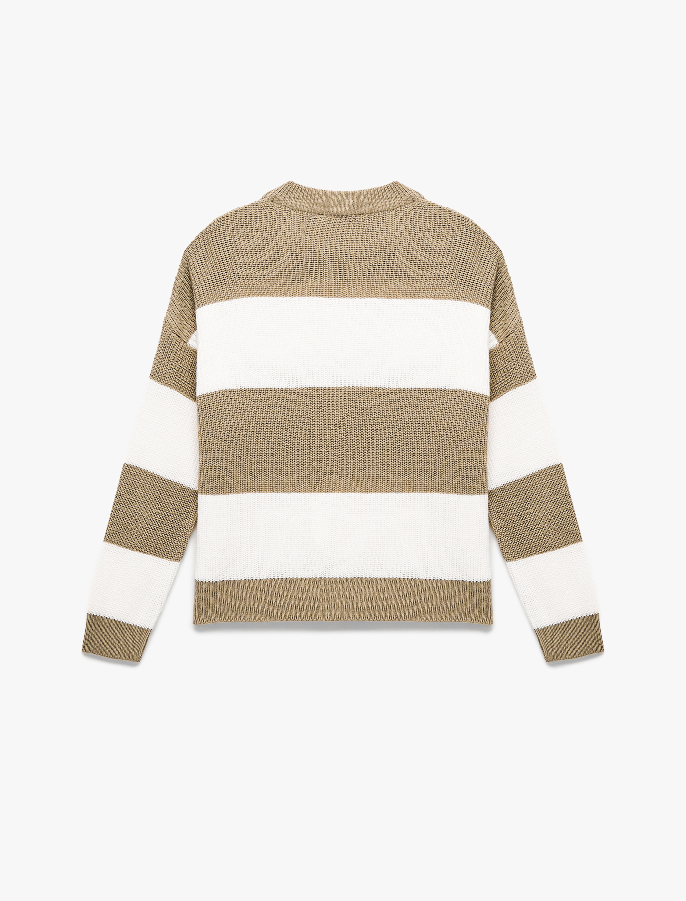   Uzun Kollu Bisiklet Yaka Renk Bloklu Triko Kazak