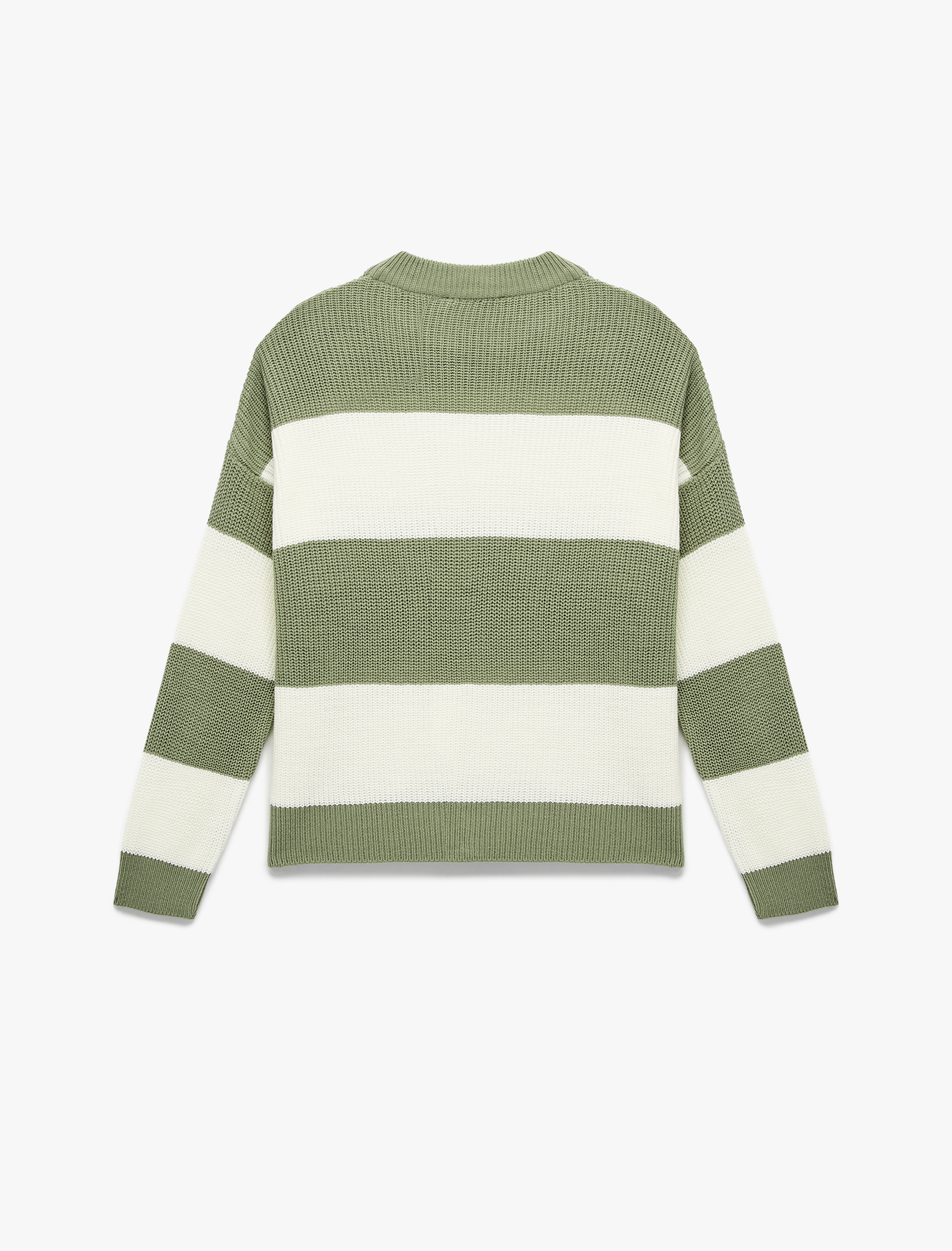   Uzun Kollu Bisiklet Yaka Renk Bloklu Triko Kazak