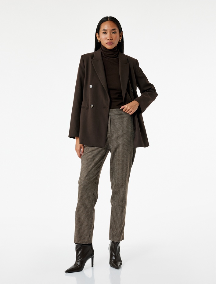  Regular Fit Normal Bel Ekose Cigarette Pantolon