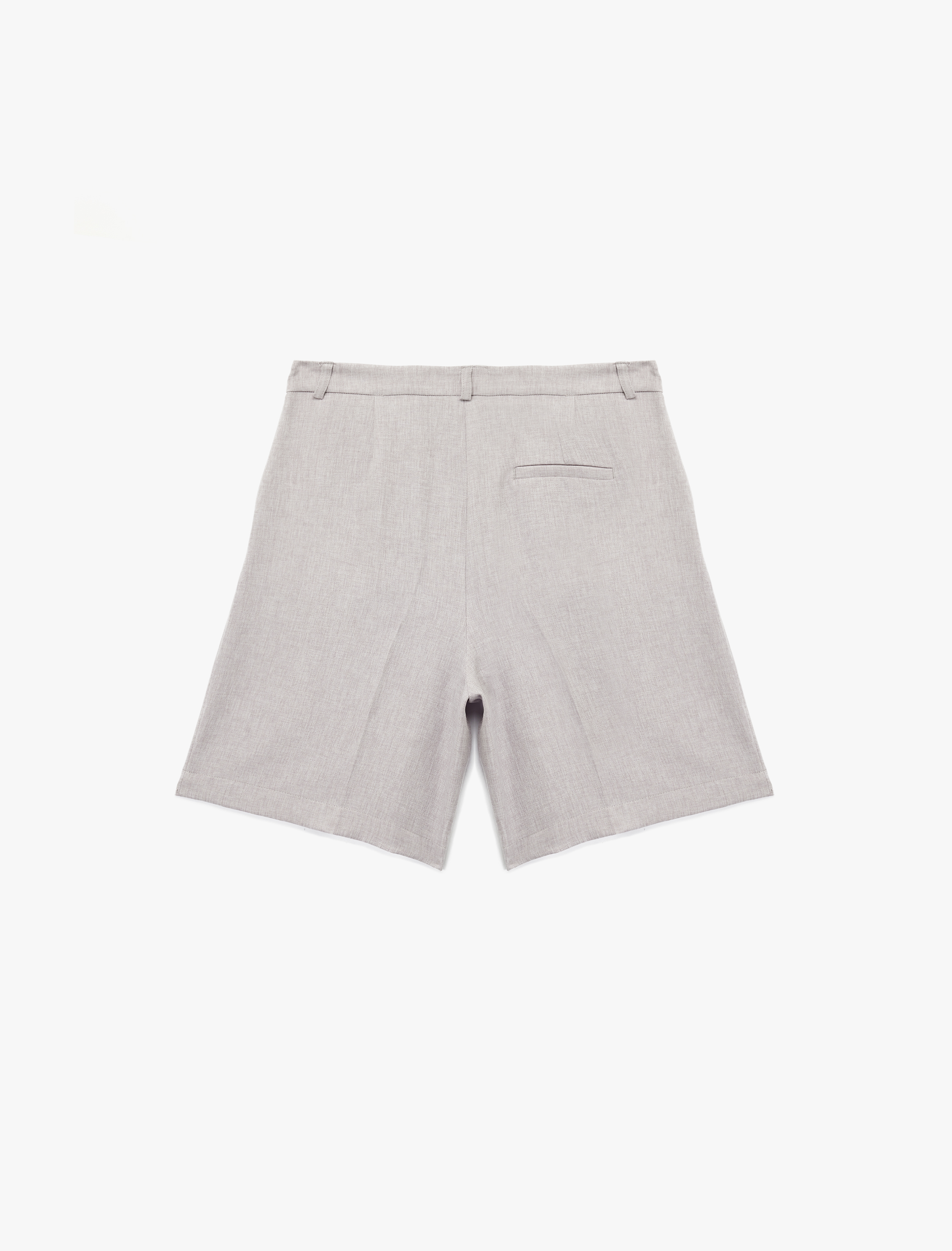   Yüksek Bel Pile Detaylı Cepli Kısa Kumaş Şort