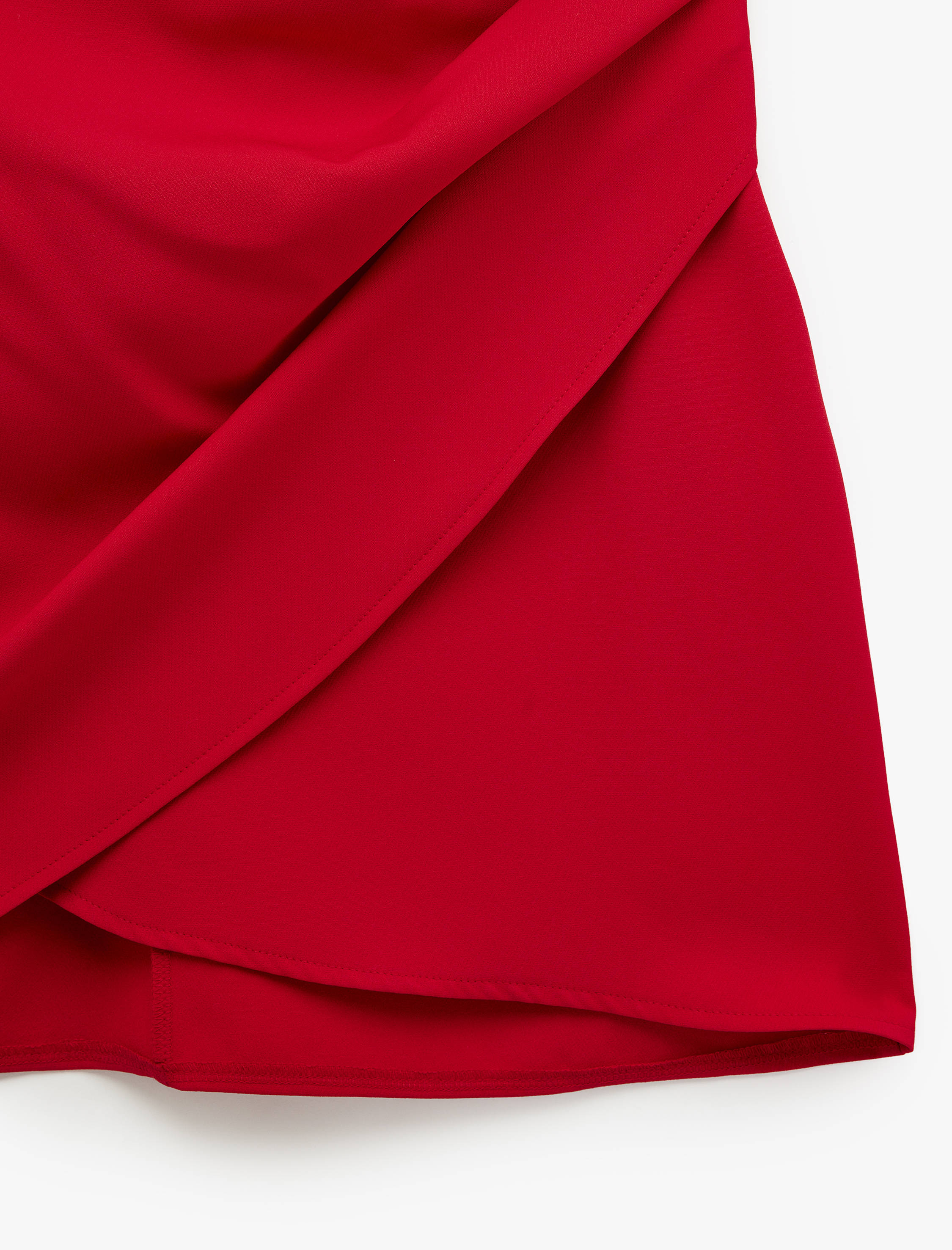   Drapeli Kolsuz Degaje Yaka Mini Elbise