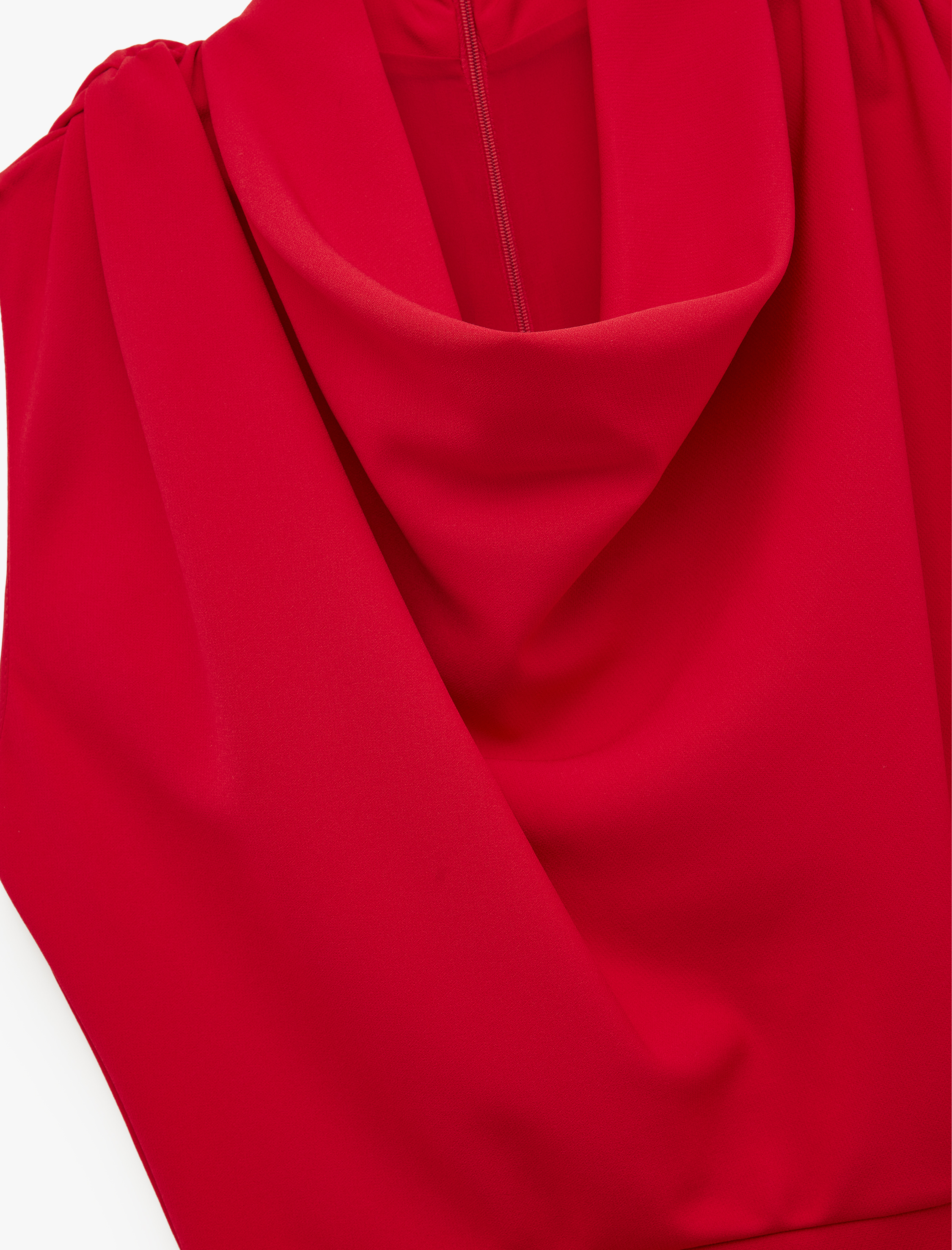   Drapeli Kolsuz Degaje Yaka Mini Elbise