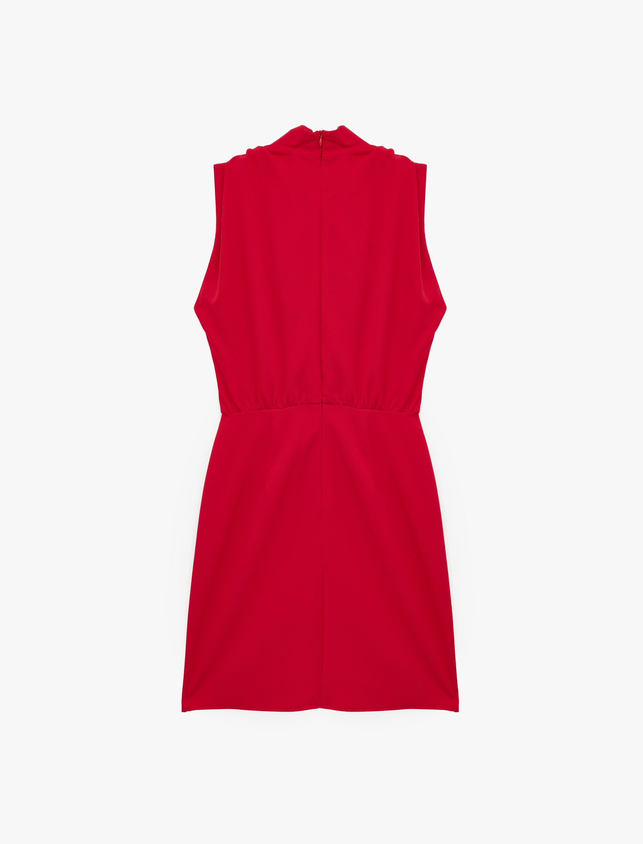   Drapeli Kolsuz Degaje Yaka Mini Elbise