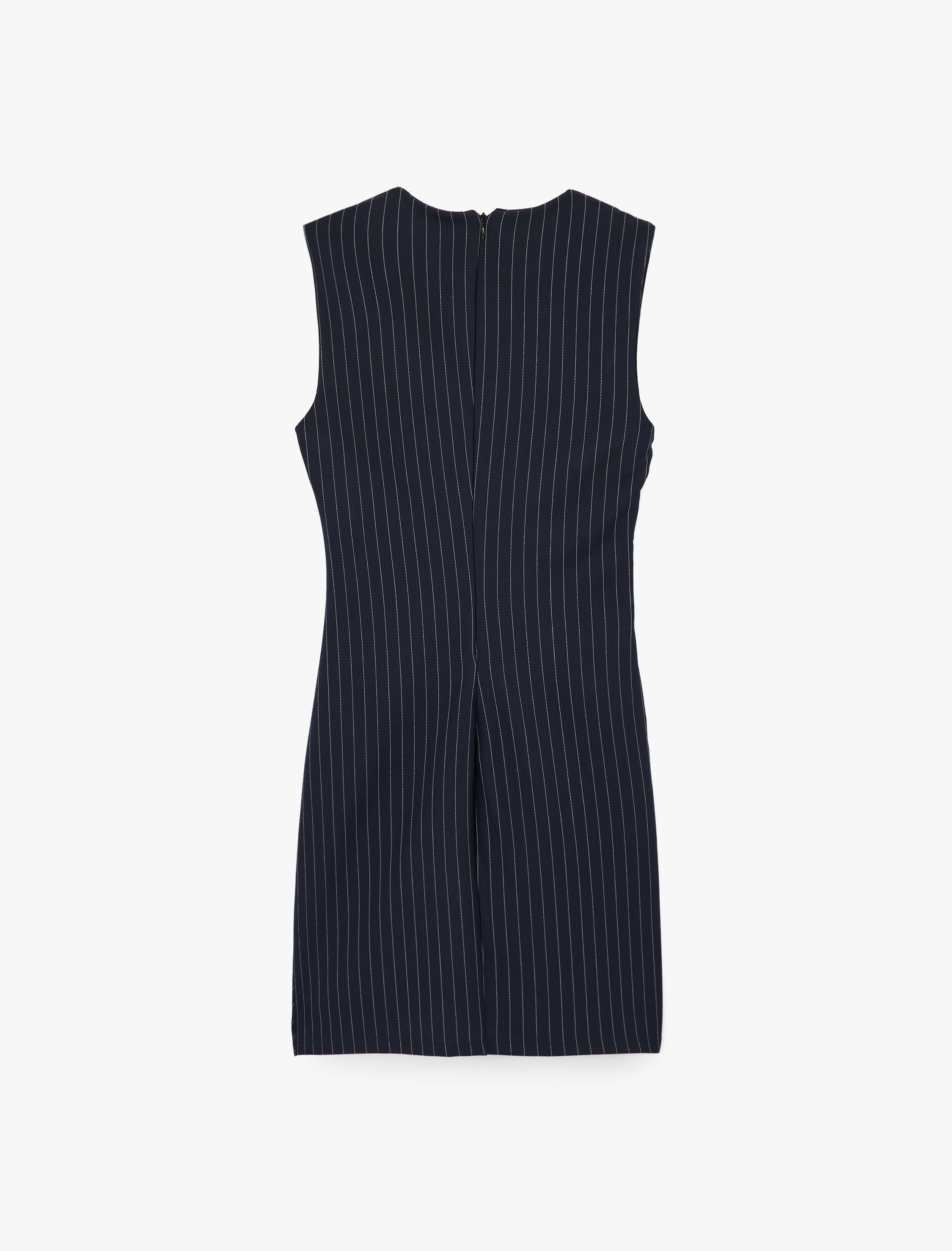   Slim Fit Bisiklet Yaka Drapeli Kolsuz Mini Elbise