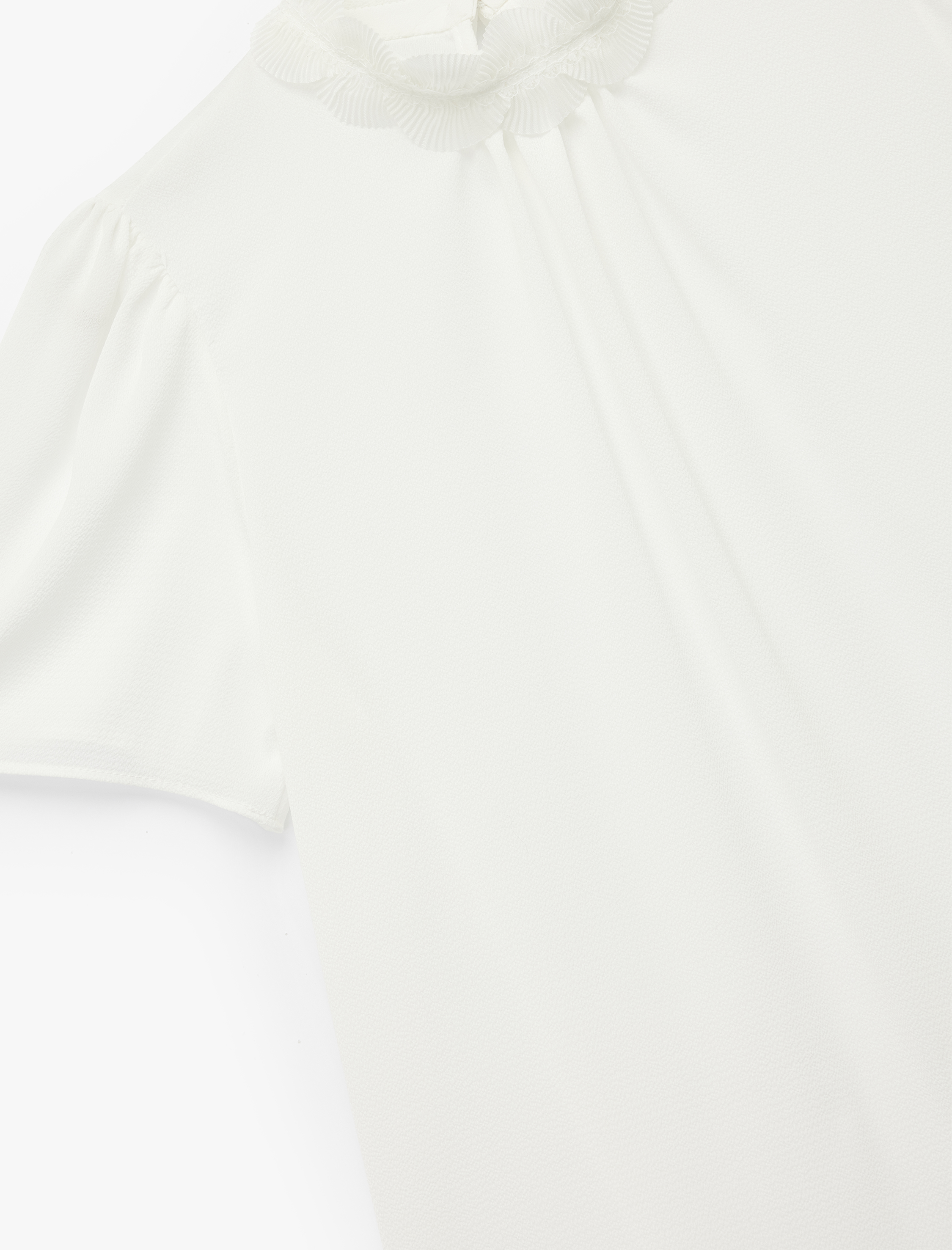   Fırfırlı Dik Yaka Kısa Kollu Bluz