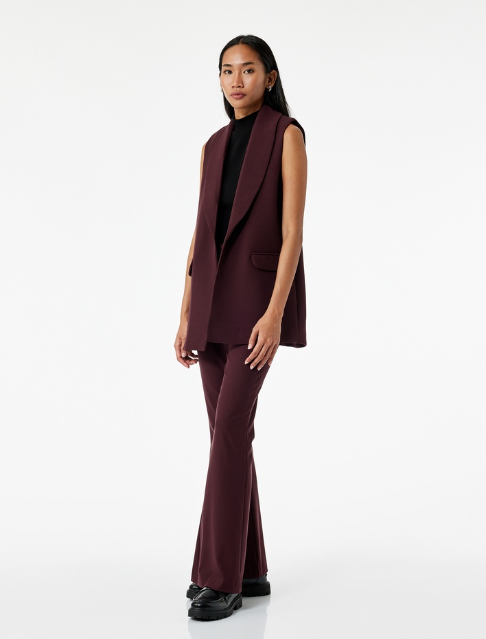  Cep Detaylı Kruvaze Kolsuz Uzun Blazer Yelek