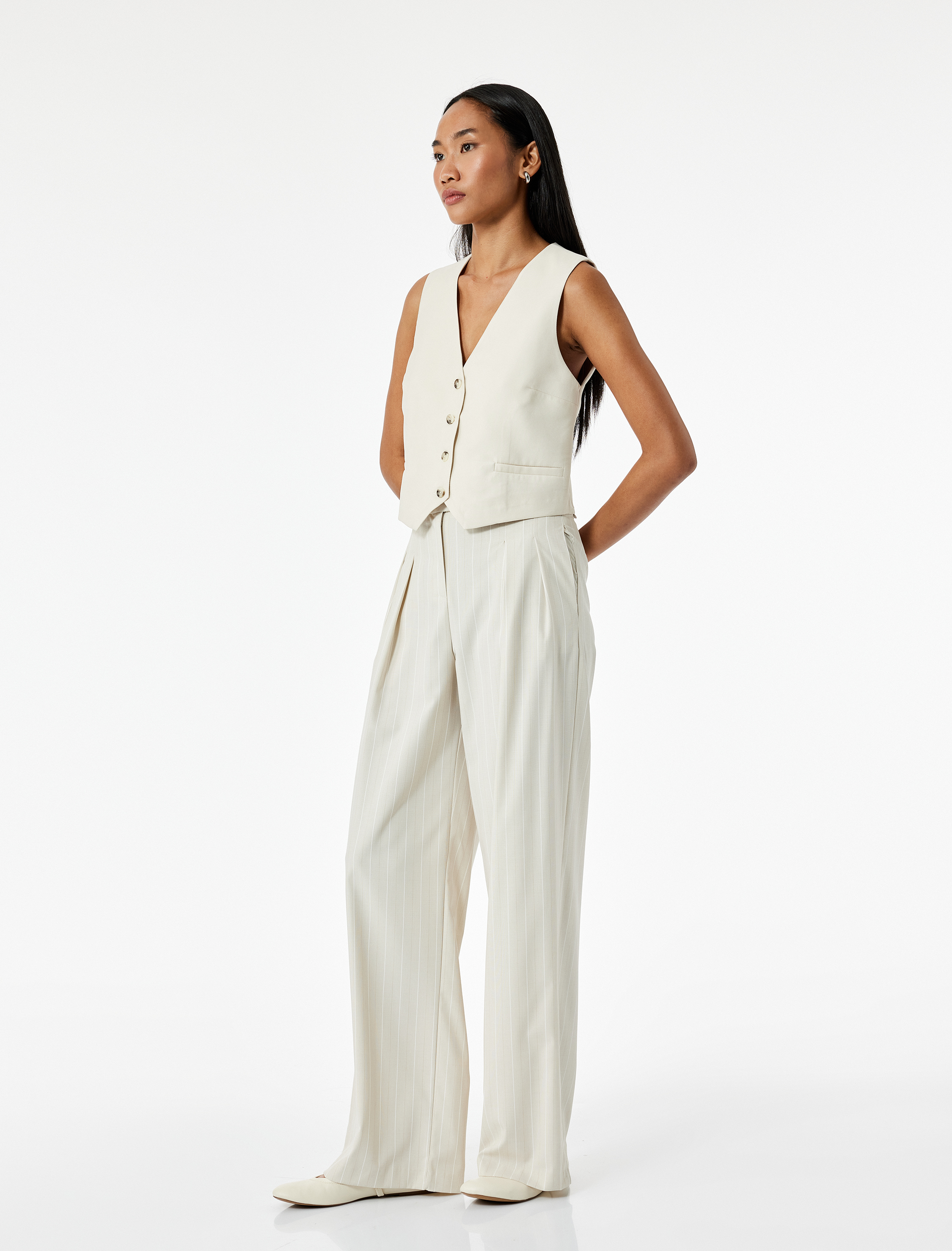   Pileli Geniş Paça Palazzo Pantolon