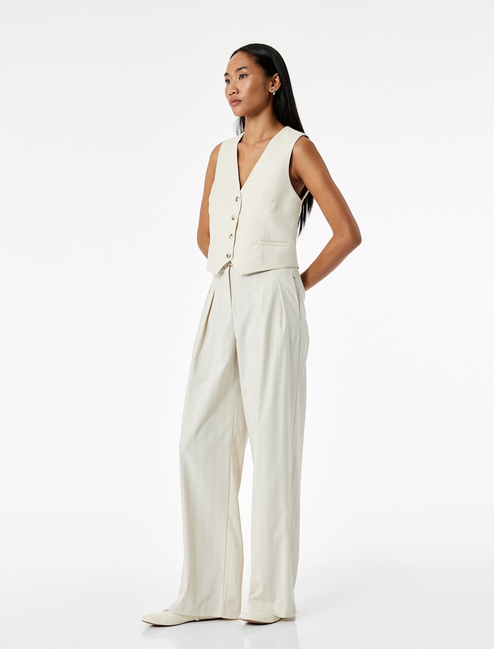  Pileli Geniş Paça Palazzo Pantolon