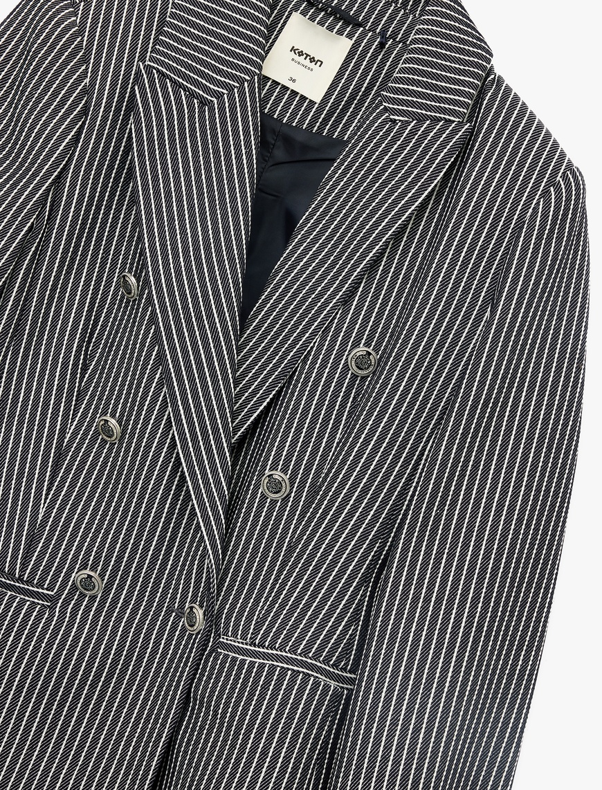  Slim Fit Cepli Uzun Kollu Kruvaze Blazer Ceket