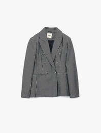 Slim Fit Cepli Uzun Kollu Kruvaze Blazer Ceket
